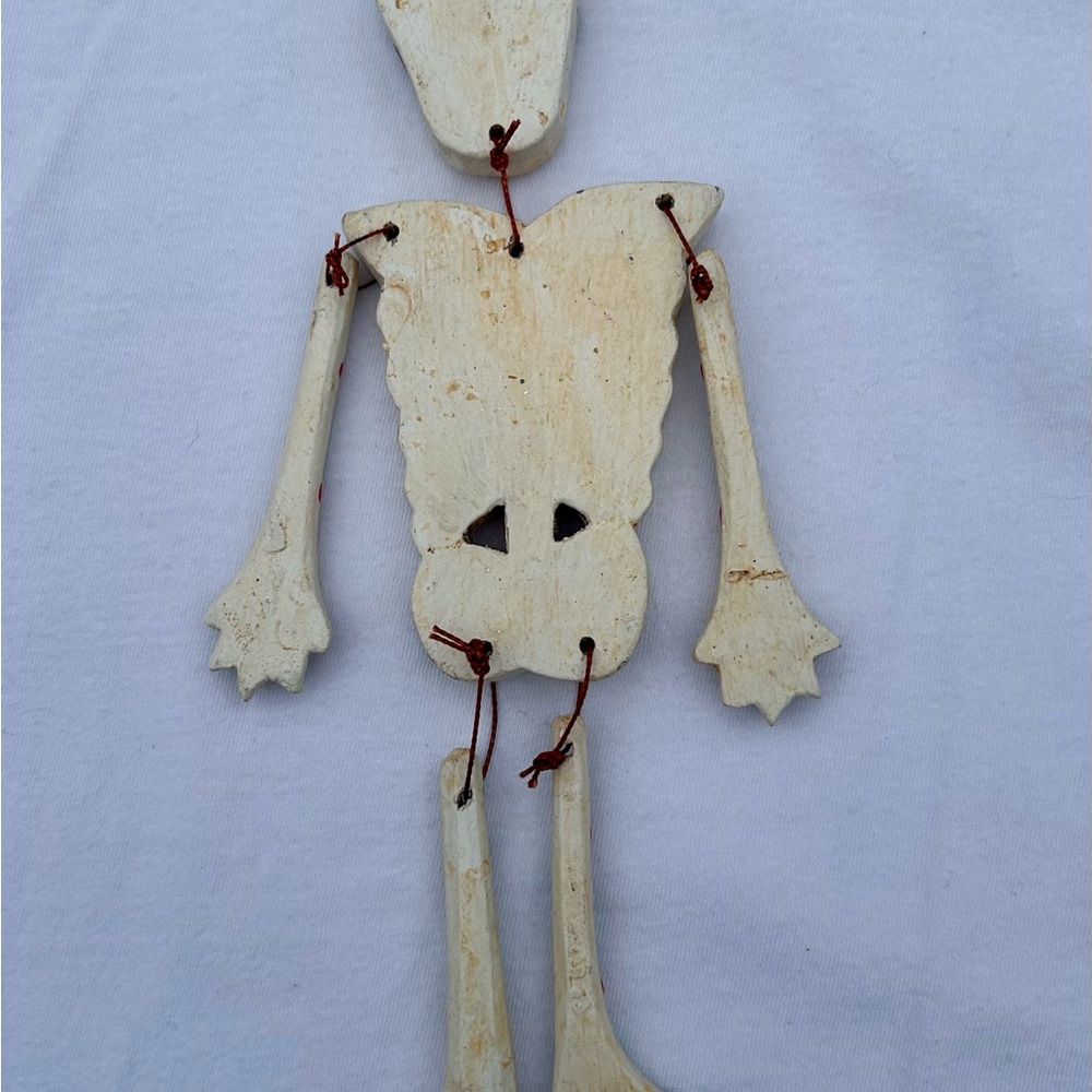 Christmas Ornament World Market White Wood Day of the Dead skeleton Ornament New - Picture 7 of 7